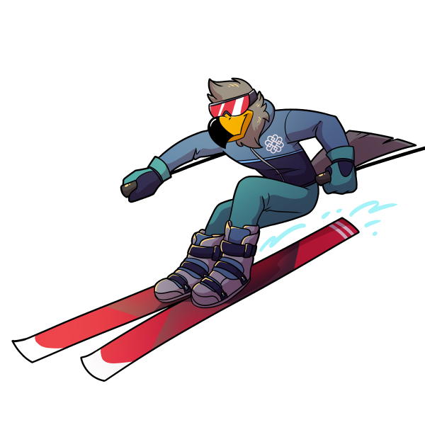 BCC's Falcon Mascot skiing