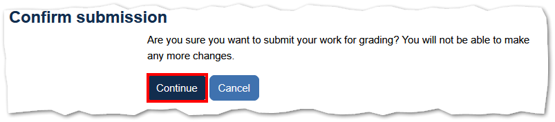 screenshot of assignment submission statement