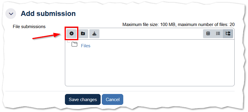A screenshot of File submissions screen where Add button is highlighted