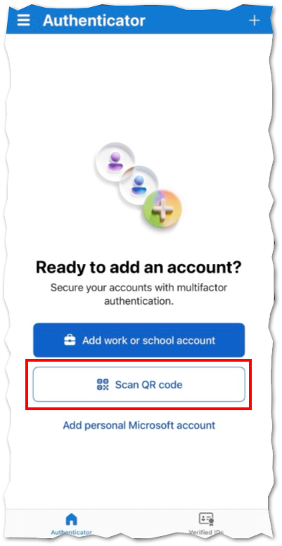screenshot showing the app screen with the scan qr code button highlighted