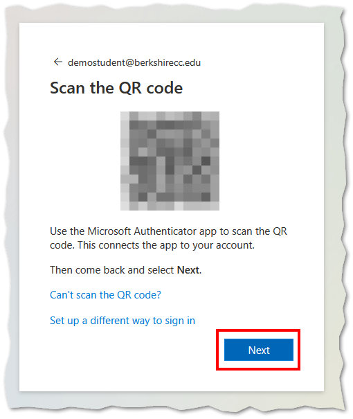 screenshot of the web interface showing a blurred out QR code