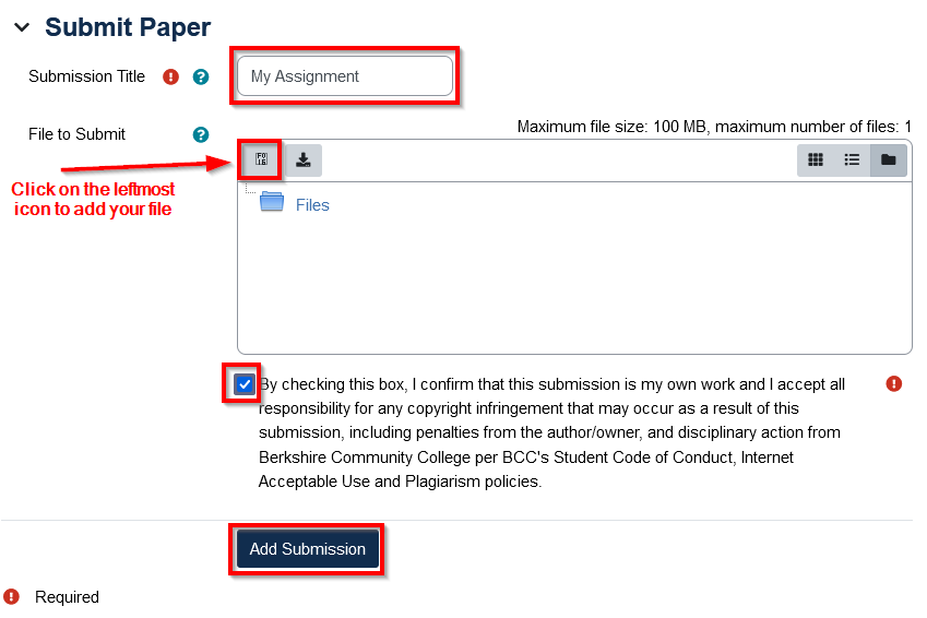 Screenshot of the Turnitin Submit Paper screen.