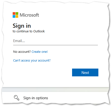 Microsoft login screen