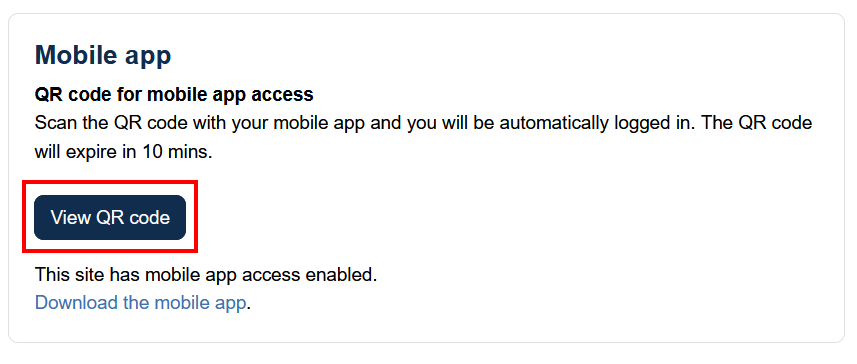 image showing moodle QR code location